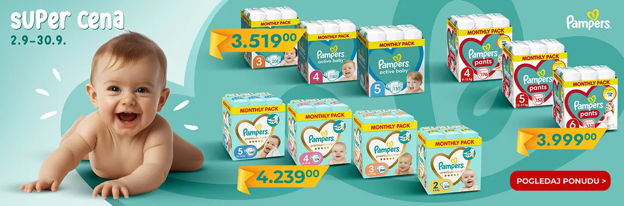 Pampers Monthly pack SUPER CENA 2-30.9.