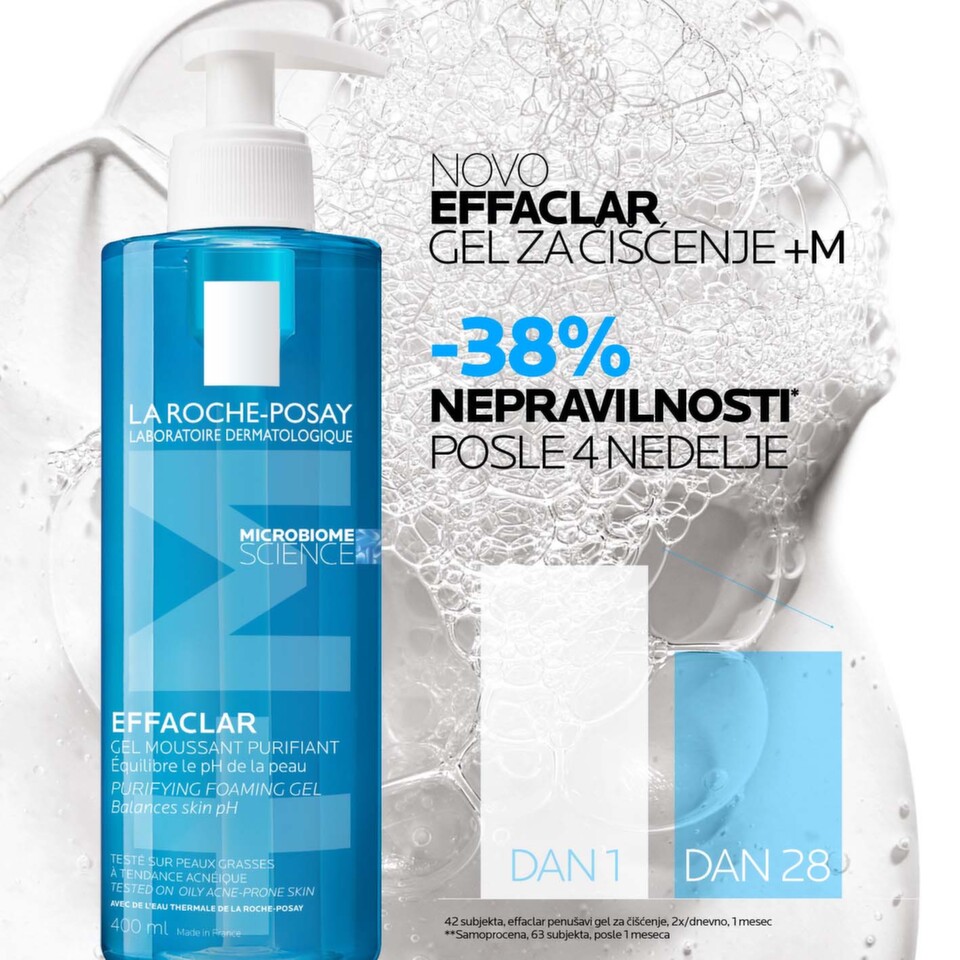 Effaclar penušavi gel za čišćenje La Roche-Posay — 38% manje nepravilnosti posle 4 nedelje