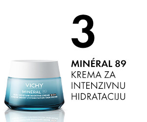 VICHY  MINERAL 89 pomaže u obnavljanju barijere kože i održava hidrataciju do 100 sati.