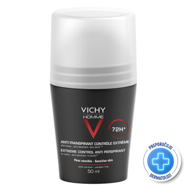 Vichy Homme Roll-on za zaštitu od znojenja do 72h, 50 ml