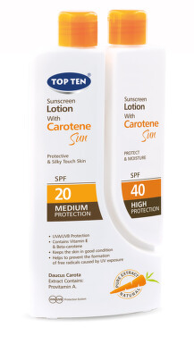 TOP TEN Sunscreen Lotion With Carotene DUO PACK SPF20-40