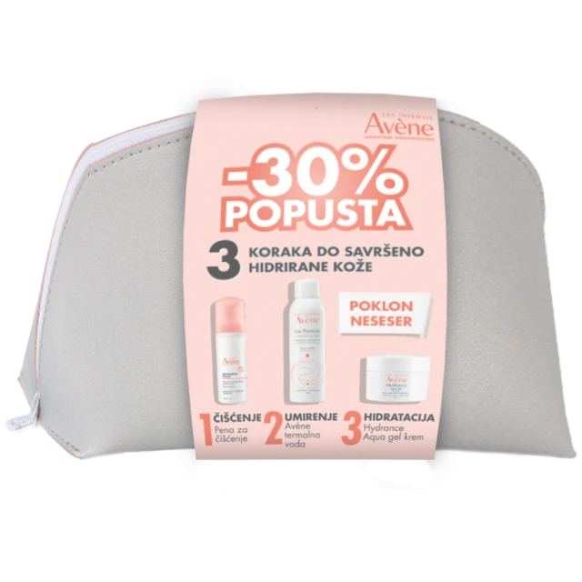 Avene Aqua gel krem, 50 ml + Pena, 150 ml + Termalna voda, 150 ml PROMO
