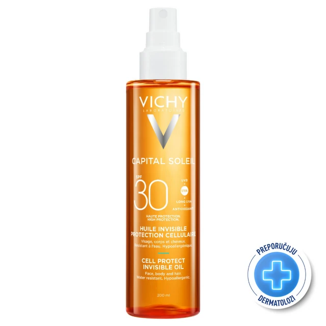 Vichy Capital Soleil Cell Protect Zaštitno Ulje za lice, telo i vrhove kose SPF 30, 200 ml