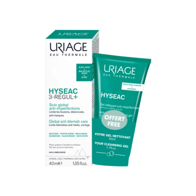 Uriage Hyseac 3-Regul+ krema , 40 ml + Hyseac Gel, 50 ml PROMO