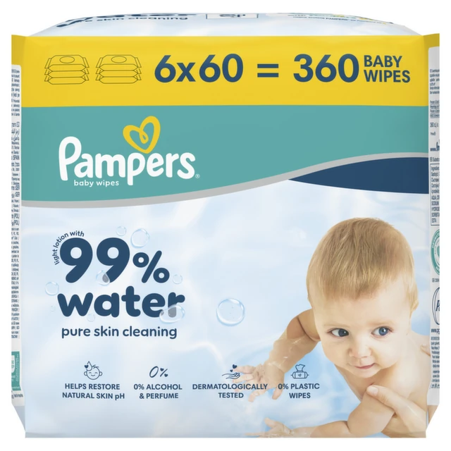 Pampers Water vlažne maramice, 6 x 60 komada