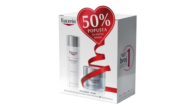 Eucerin Box Hyaluron-Filler Dnevna krema za normalnu i mešovitu kožu+Noćna krema sa 50% popusta