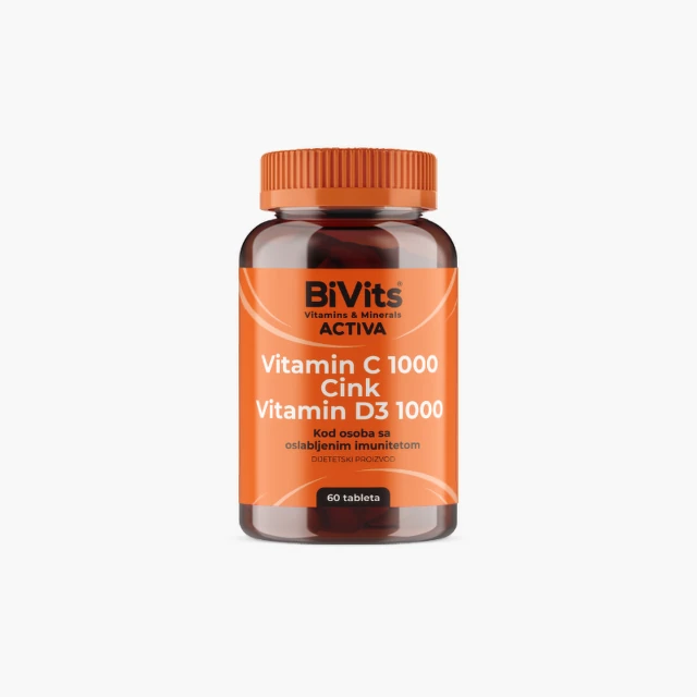 Bivits Activa Vitamiin C 1000, Cink+D3 60 tableta