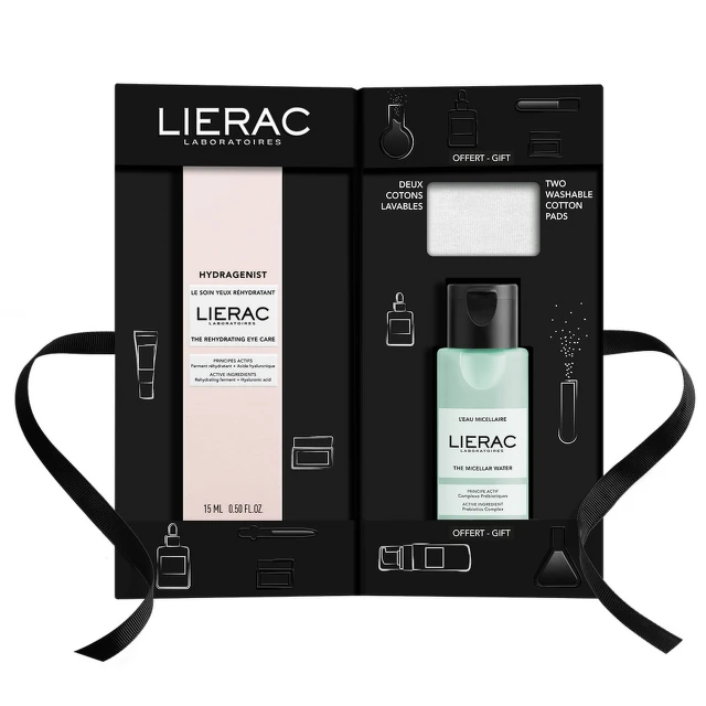 Lierac Hydragenist Set Krema za zonu oko očiju, 15 ml + Micelarna voda, 50 ml + Tupferi GRATIS