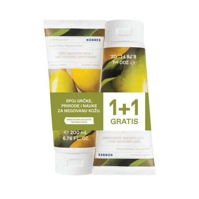 Korres Bergamot Pear Mleko za telo, 2 X 200 ml PROMO