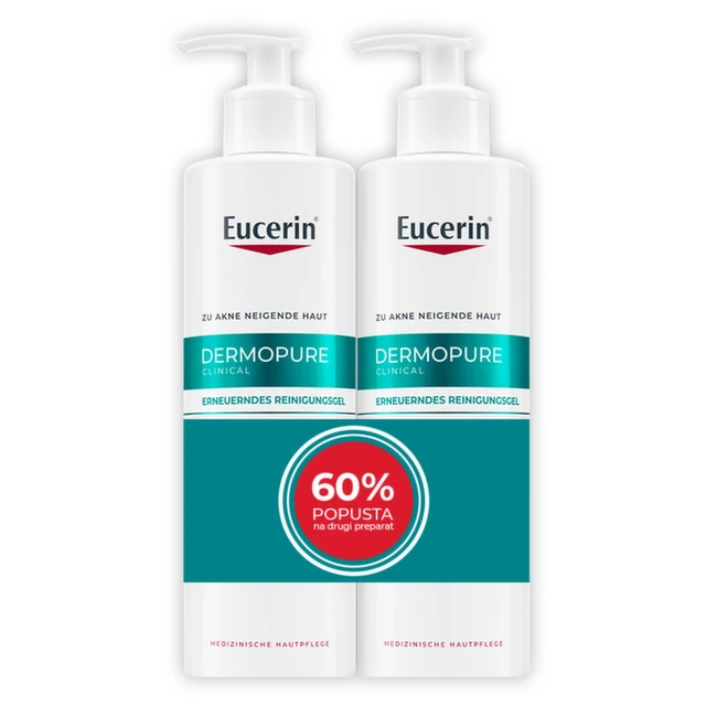 Eucerin Box Dermopure Clinical korektivni gel 1+1 PROMO, 2 x 400 ml