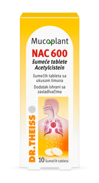Mucoplant NAC 600 Acetylcistein, 10 šumećih tableta sa ukusom limuna