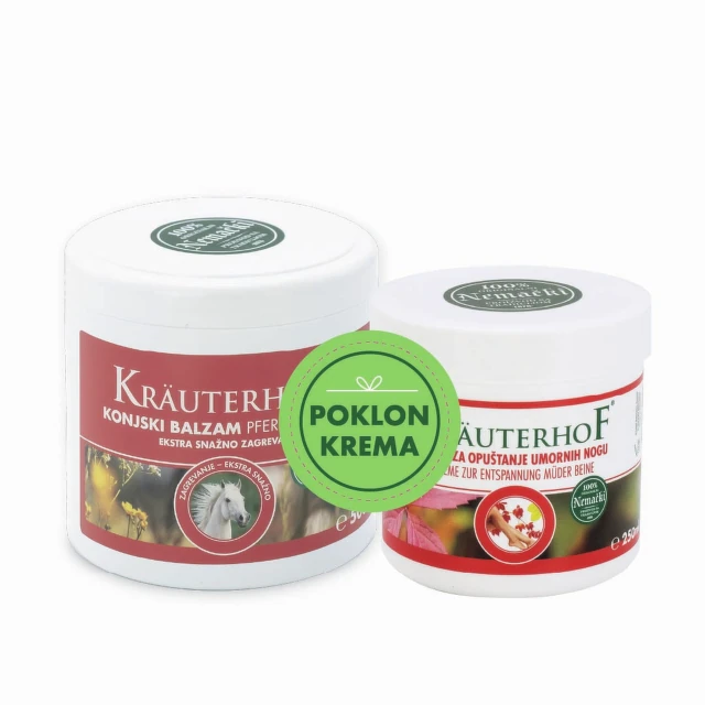 Kräuterhof konjski balzam sa efektom toplote, 500 ml + Krema za vene, 250 ml