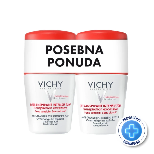Vichy Déodorant Stress Resist roll-on protiv znojenja (72h), 50 ml DUO