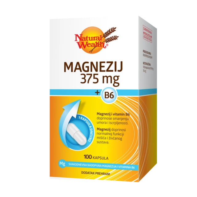 Natural Wealth Magnezijum 375 + B6, 100 kapsula