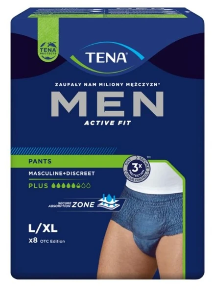 Tena Men Pants + L/XL blue, 8 komada