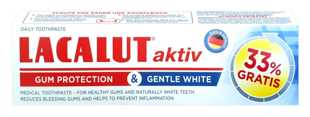 Lacalut Aktiv Gum Protection & Gentle White pasta za zube, 75 ml + 33% GRATIS