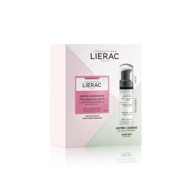 Lierac Supra Radiance Krema za regeneraciju suve kože 50 ml + Pena za čišćenje lica 50 ml GRATIS