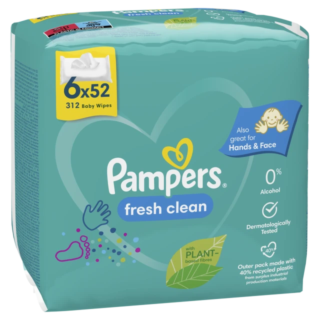 Pampers Fresh vlažne maramice, 6x52 komada