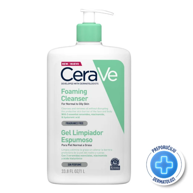 CeraVe Penušavi gel za čišćenje za normalnu i masnu kožu, 1 l