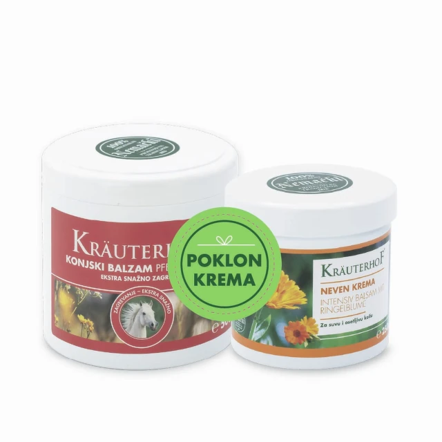 Kräuterhof konjski balzam sa efektom toplote, 500 ml + Krema sa nevenom, 250 ml