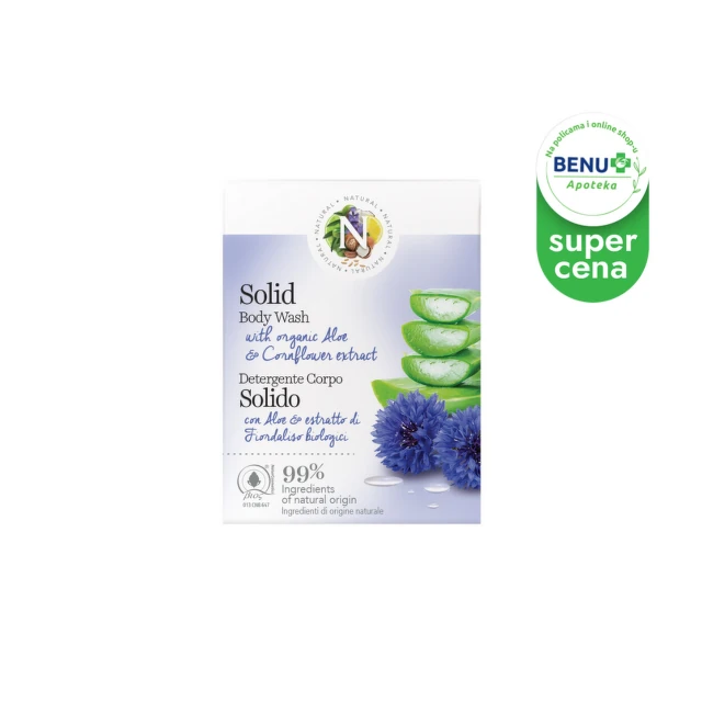 NATURAL Čvrsto sredstvo za tuširanje sa organskim ektsraktom aloje i različka, 50 g