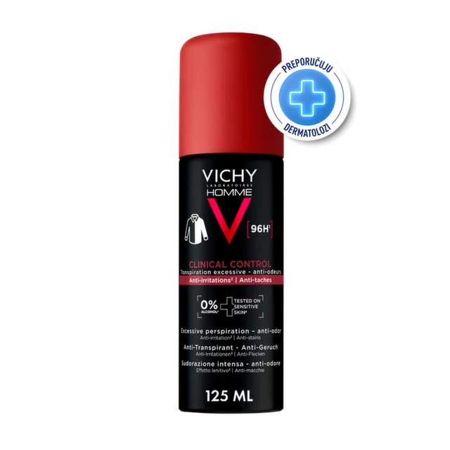 Vichy Homme Clinical Control Antiperspirant Sprej protiv znojenja, 125 ml