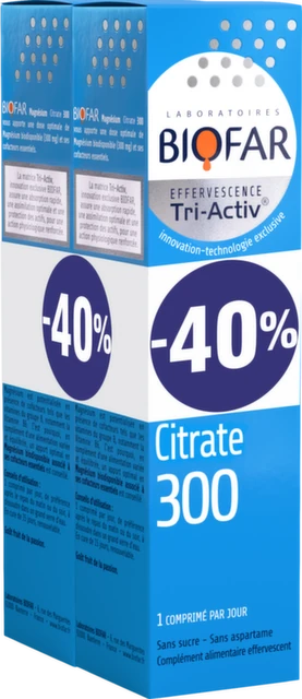 Biofar Tri-Activ Magnezijum-citrat 300mg, 15 šumećih tableta, DUO Pack
