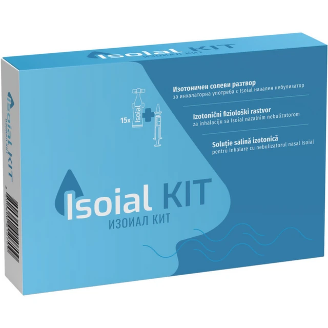 Isoial Kit izotonični fiziološki rastvor sa Isoial nazalnim nebulizatorom, 15 x 5 ml
