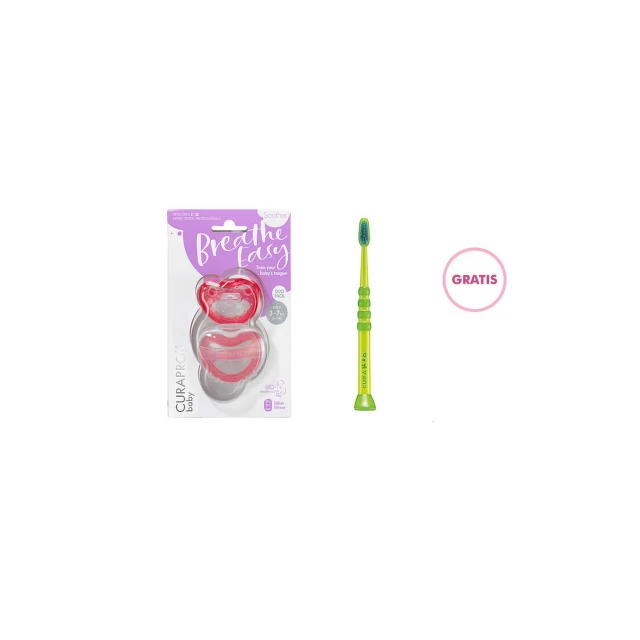 Curaprox  Baby duda 2/1, veličina 0, roze + Curaprox dečija četkica 4260 gratis