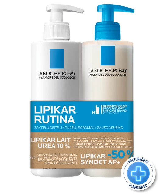 La Roche-Posay Lipikar Urea 10% Hidratantni losion, 400 ml+ Sindet, 400 ml PROMO