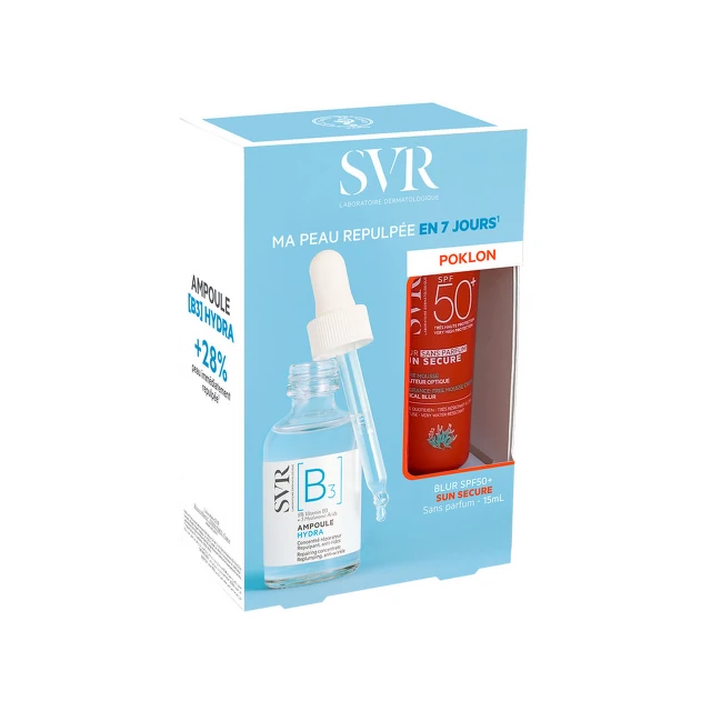 SVR B3 Hydra Ampula, 30 ml + Sun Secure Blur mus-krema bez parfema SPF 50+, 15ml PROMO Set