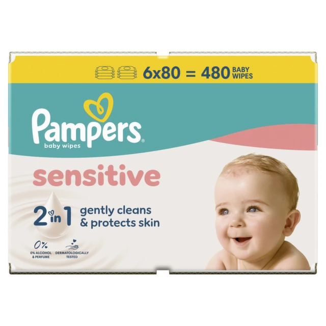 Pampers Sensitive Vlažne maramice, 6 x 80 komada