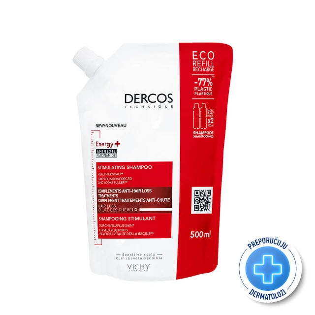 Vichy Dercos Energy+ Stimulišući šampon protiv opadanja kose eco refill, 500 ml