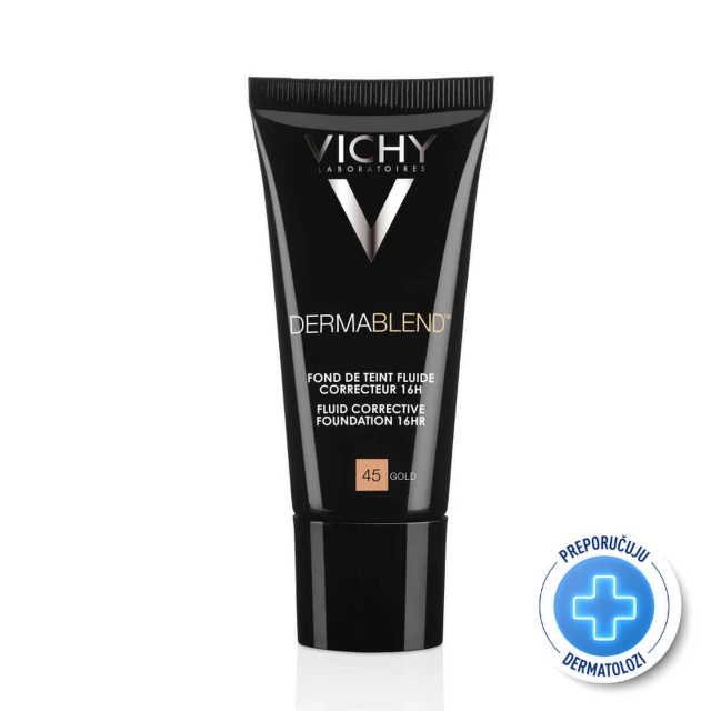 Vichy Dermablend Tečni korektivni puder SPF 28, boja 45 Gold, 30 ml