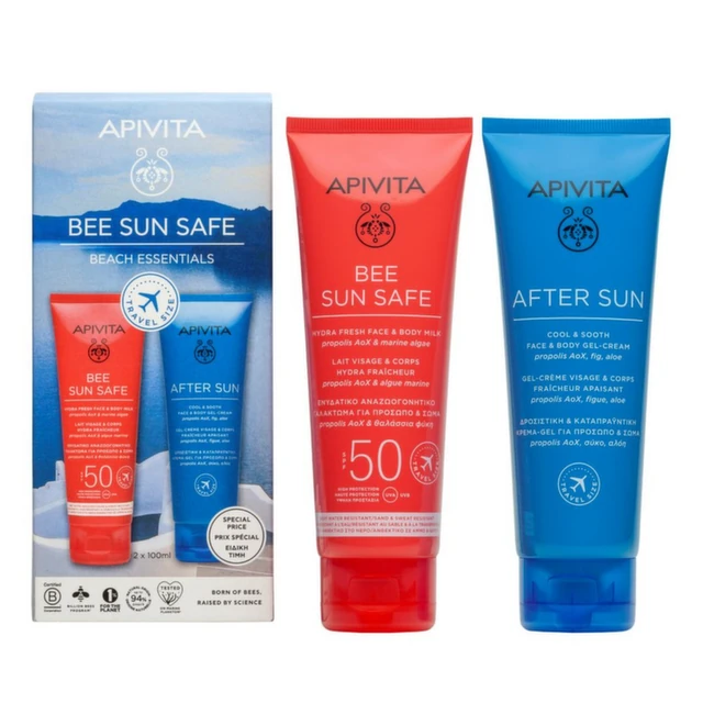 Apivita Bee Sun Safe Hydra Fresh Mleko za lice i telo SPF 50, 100 ml + After Sun Gel krema za lice i telo, 100 ml
