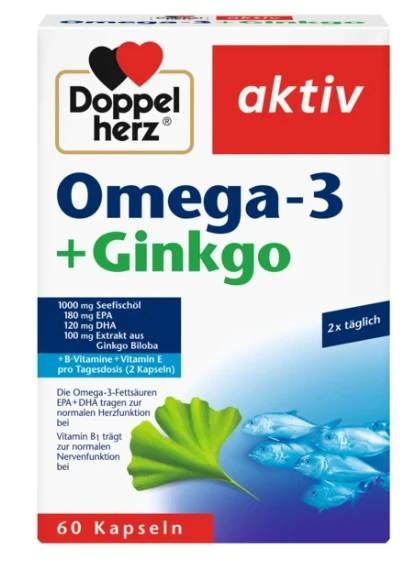 Doppel Herz Aktiv Omega-3 + Ginko, 60 kapsula