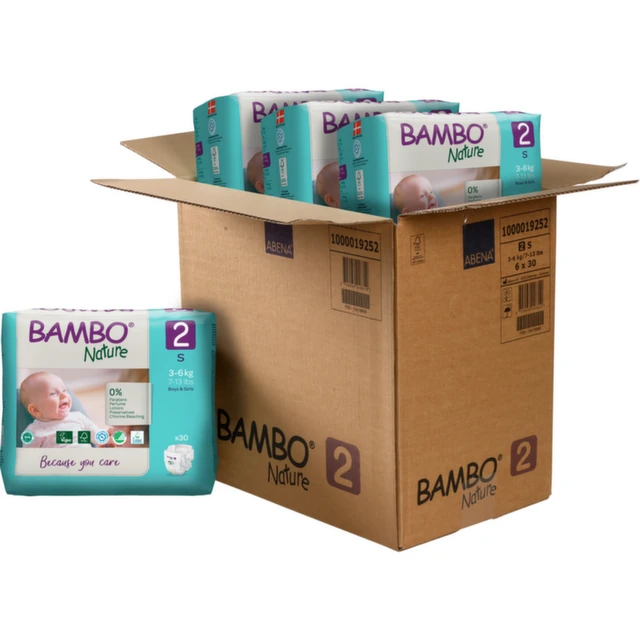 Bambo Nature Box Mesečno pakovanje pelena 2 (3-6 kg), 180 komada