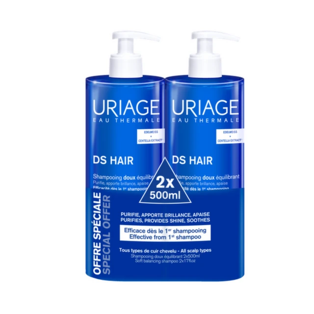 Uriage DS Nežni šampon, 2 x 500 ml PROMO