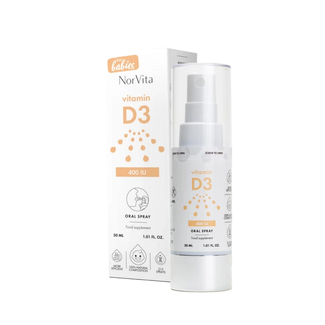 NorVita vitamin D3 for babies oralni sprej 400 IU, 30ml
