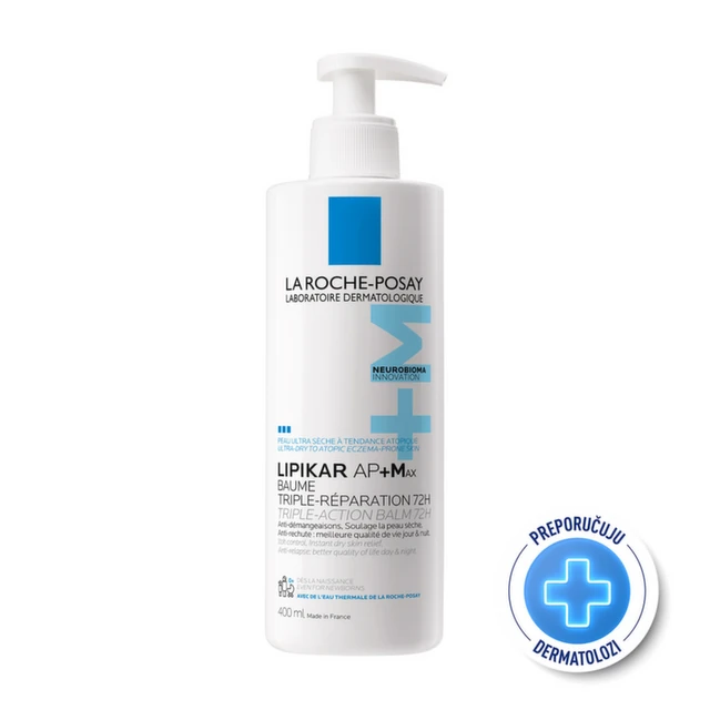 La Roche-Posay Lipikar Baume AP+MAX Balzam za ultrasuvu kožu sklonu atopijskom ekcemu, 400 ml