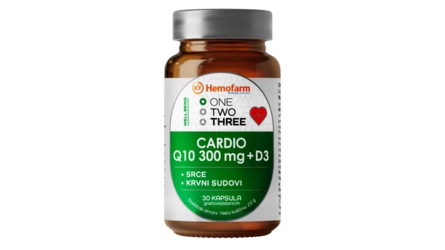 One Two Three Cardio Q10 300 mg + D3, 30 kapsula