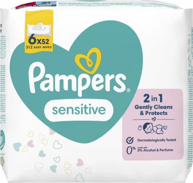 Pampers Sensitive Vlažne maramice, 6 x 52 komada