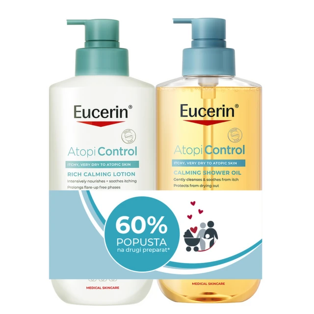 Eucerin AtopiControl Losion za telo, 400 ml + AtopiControl Ulje za kupanje, 400 ml PROMO