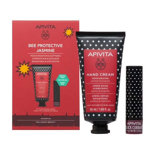 Apivita Krema za ruke Jasmin + Stik za usne Ribizla PROMO SET