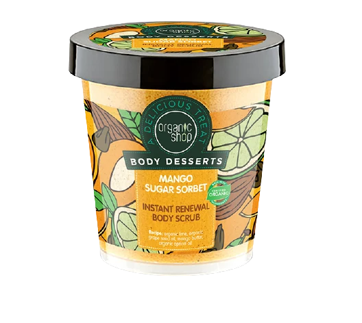 Organic Shop Body Dessert Mango Sugar Sorbet Instant Renewal Body Scrub 450 ml