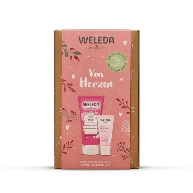 Weleda Set Von Herzen Love gel za tuširanje, 200 ml + Krema za ruke od badema, 50 ml GRATIS