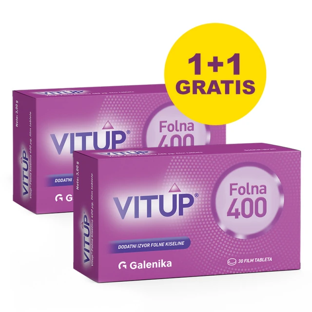 VitUp Folna kiselina 400 µg, 30 film tableta 1+1 GRATIS