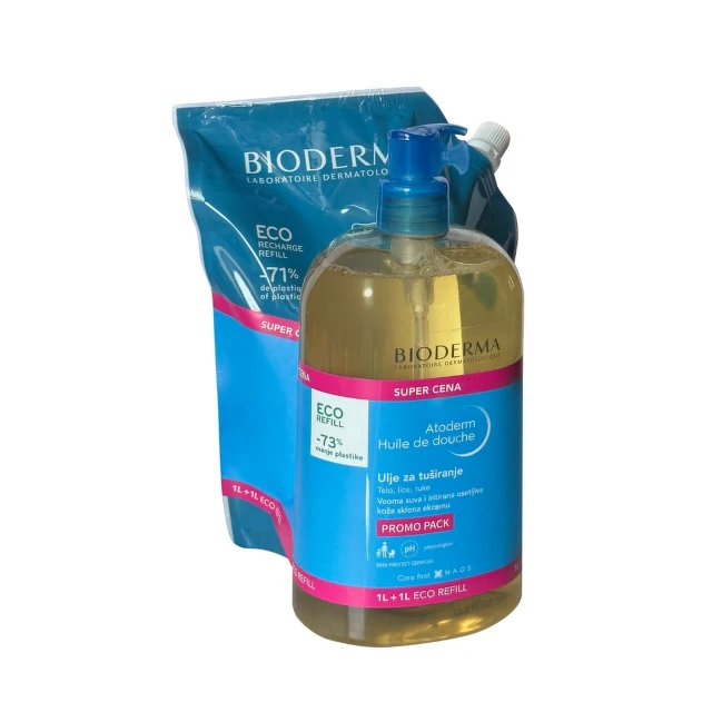 Bioderma Atoderm Ulje za tuširanje, 1l + Refill 1l