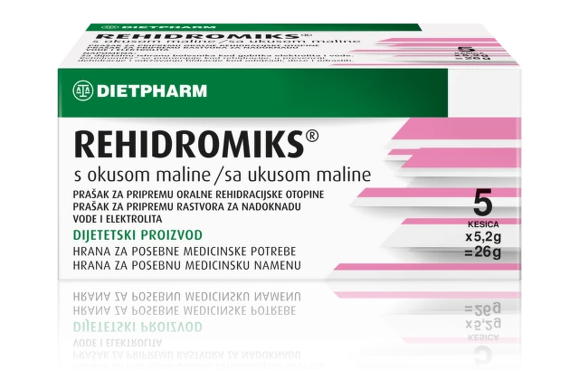 Dietpharm Rehidromiks sa ukusom maline pakovanje sa 5 kesica