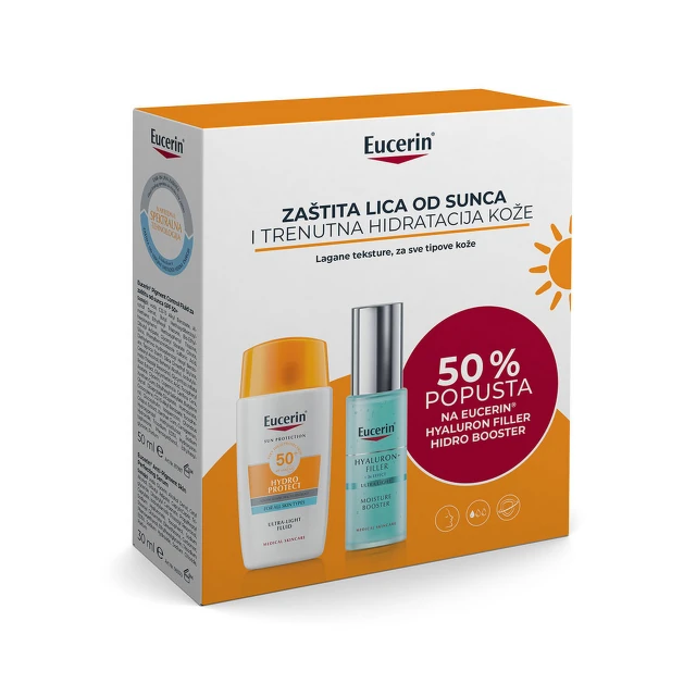 Eucerin Box Sun Hydro Protect, 50 ml + Hyaluron Hydro Booster, 30 ml PROMO